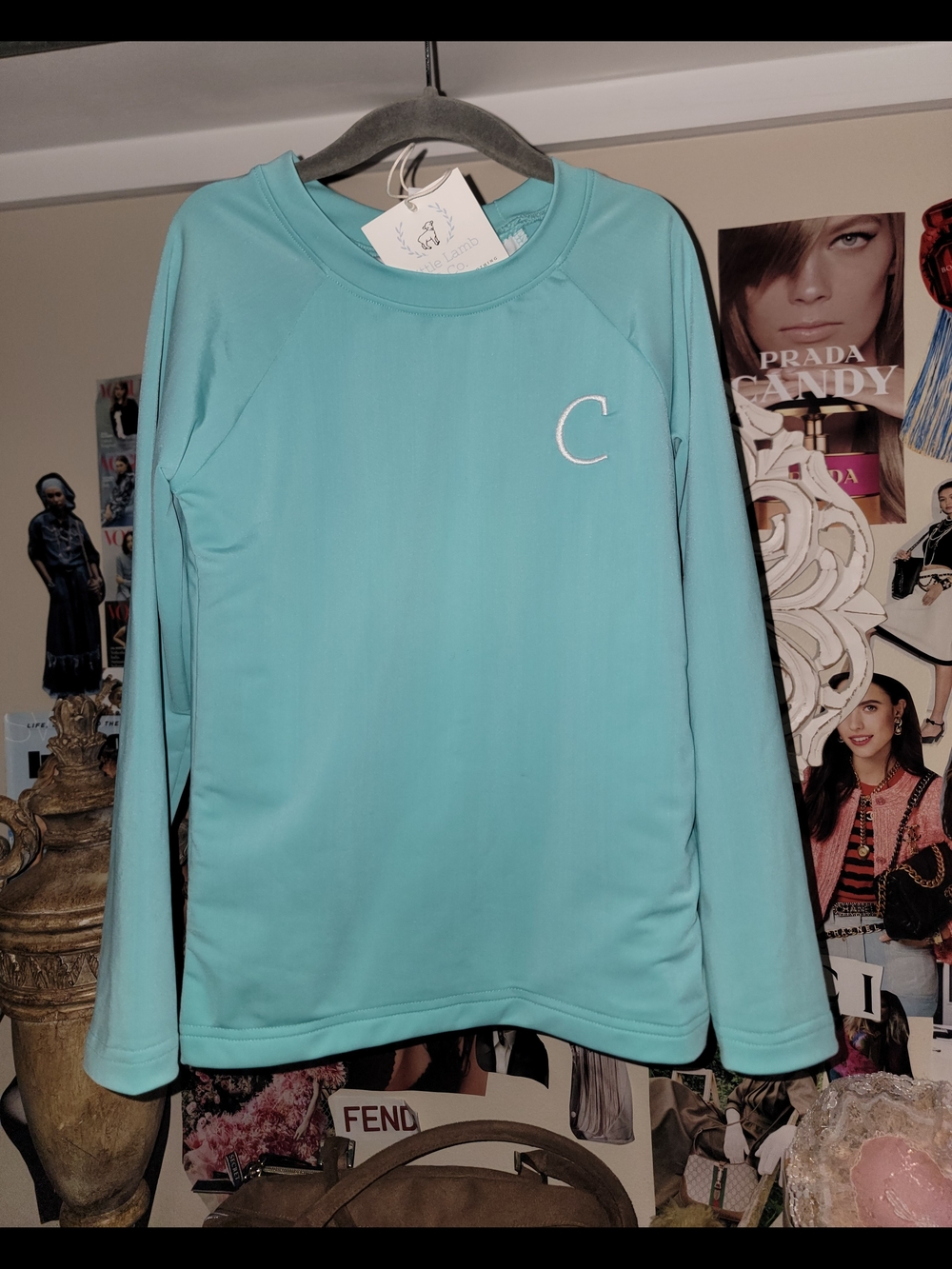 Little Lamb& CO Sky Blue Rashguard With "C" Embroidery